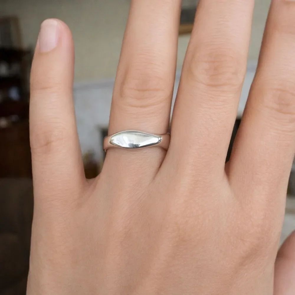 Pandora ALE 925 Sterling Silver Teardrop Ring | Minimalist Stackable Band